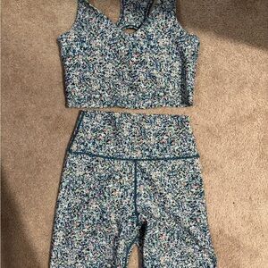 Floral Print Sports Bra and short Set